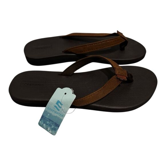 Edgewater Brown Leather Strap Flip Flop Size 11-12 (XL) - Picture 3 of 7